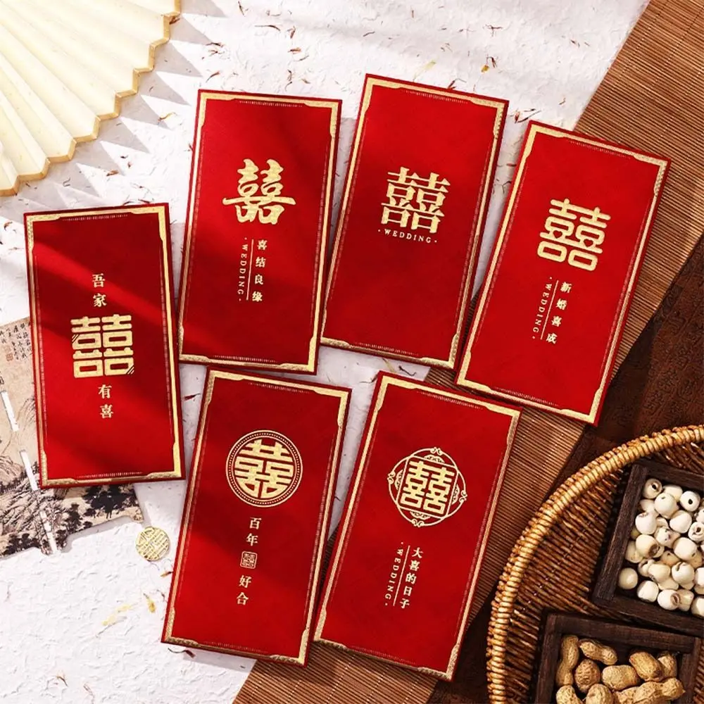 

6pcs Chinese Style 2026 Horse Year Red Envelope Paper Bless Words Lucky Money Packets Traditional Money Pockets Spring Festival