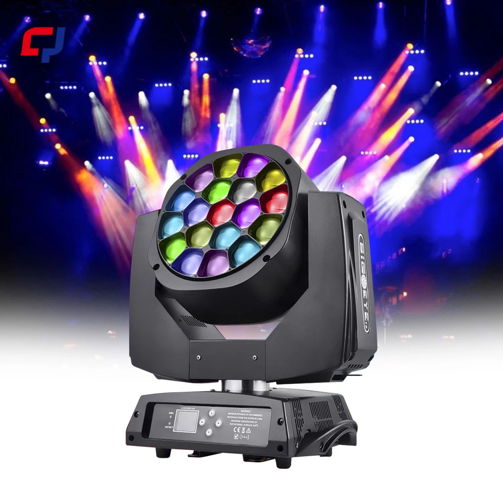 Luz de lavado con cabezal móvil de 19x40w, 19x15w RGBW 4 en 1, haz de luz LED con ojos de abeja, iluminación de escenario profesional para DJ, discoteca, Bar y club nocturno