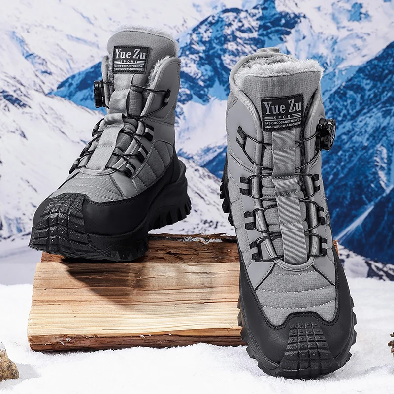 

2025 Winter New Swivel Buckle Fleece Waterproof Snow Boots Outdoor Non-slip and Wear-resistant