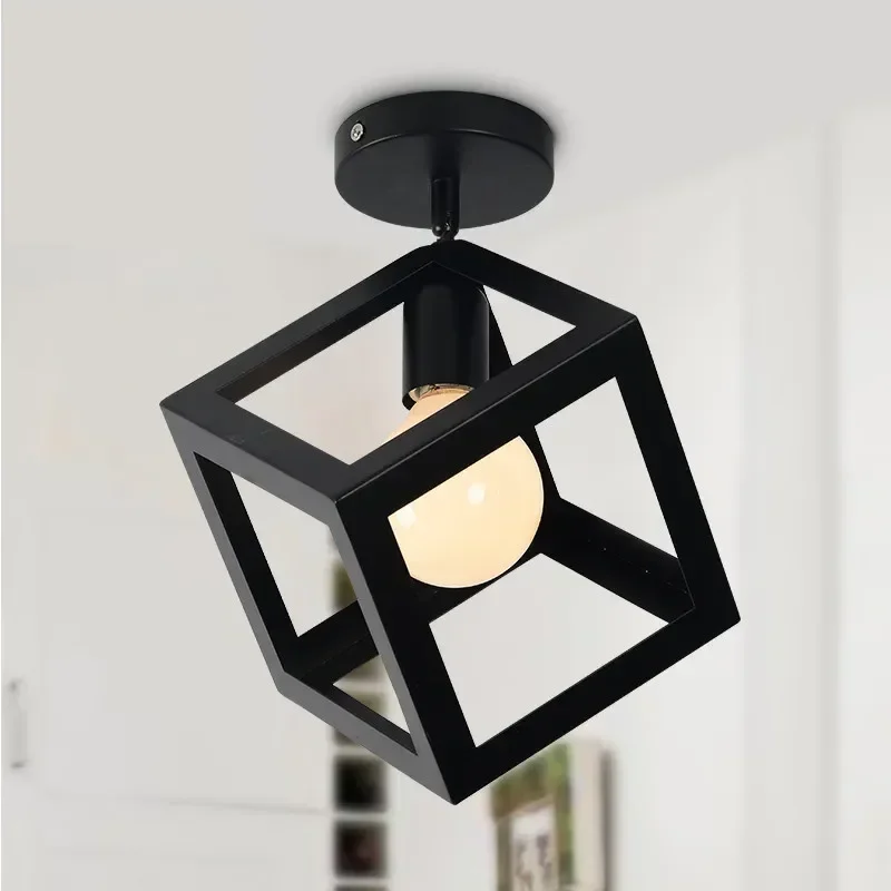 Vintage LOFT ceiling lamp American country Black 5 styles iron Metal cage led Ceiling Light Lamp restaurant dinning room fixture