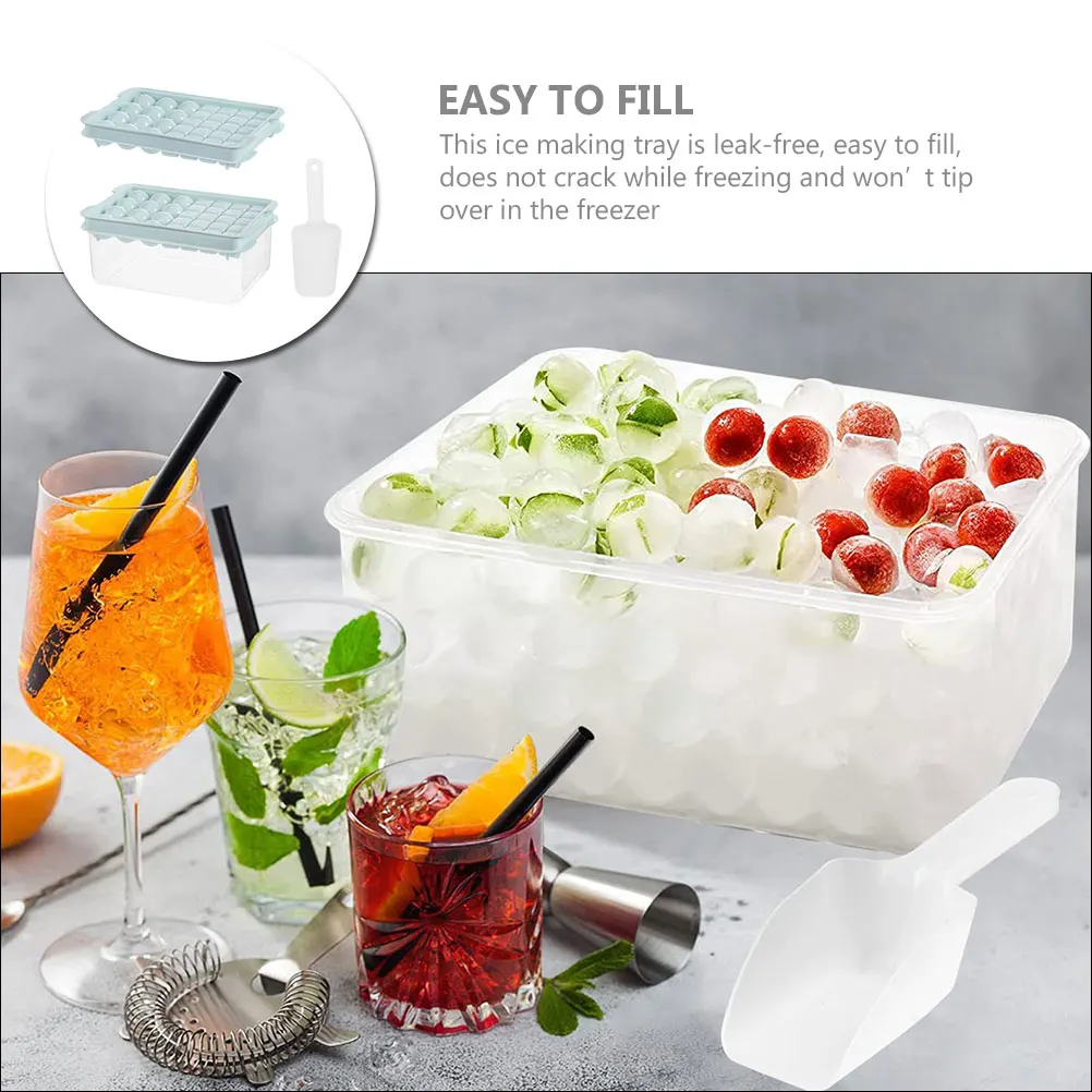 

1Set Ice Cube Tray Leak Proof Plastic DIY Ice Balls Mold Food Grade Freezer Tray for Beverage Whiskey Juice Party