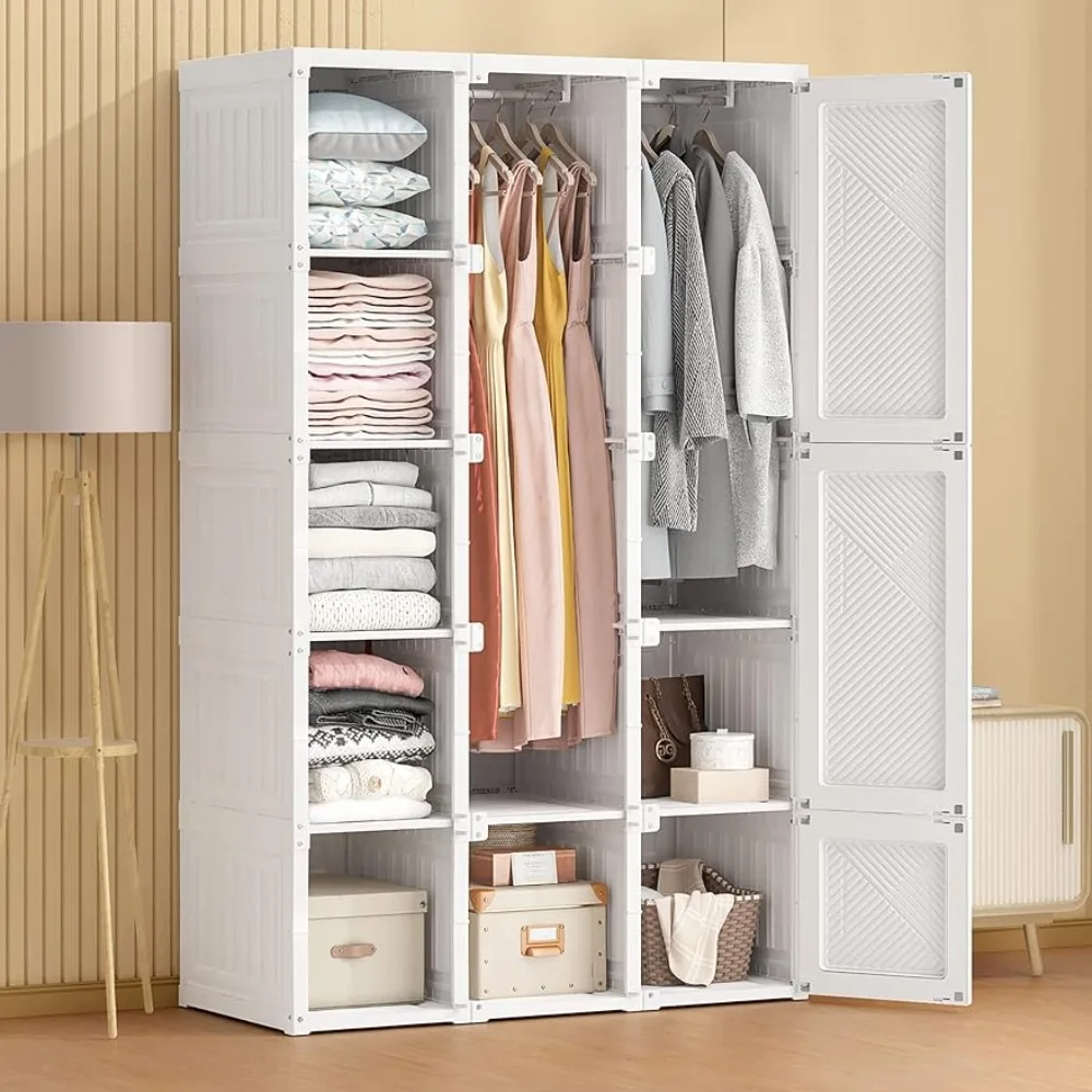 Portable Closet Clothes Wardrobe Plastic Bedroom Armoire 14