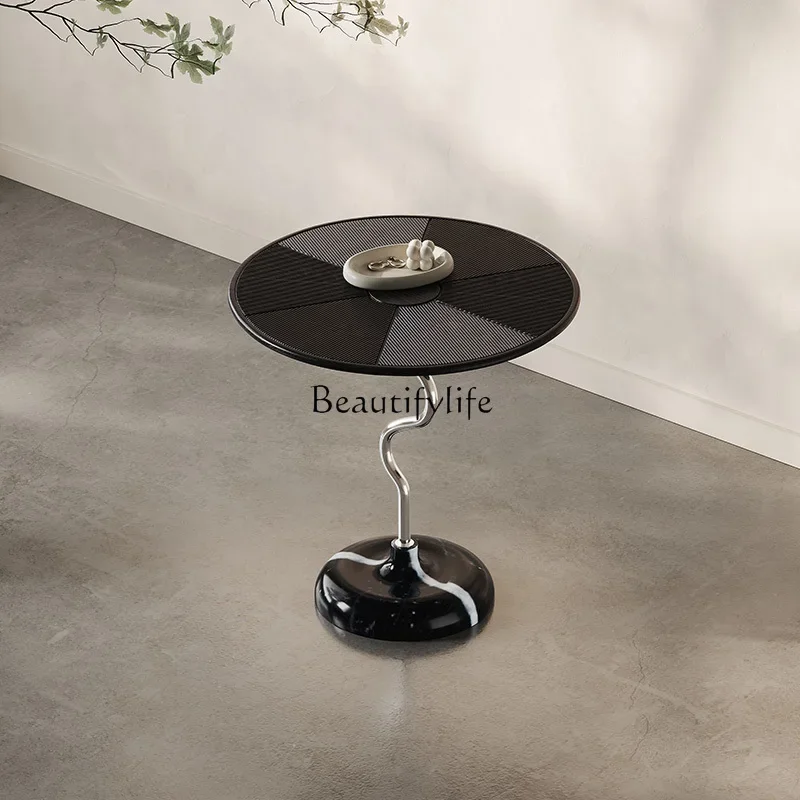 

Italian minimalist creative sofa side table light luxury art balcony small coffee table
