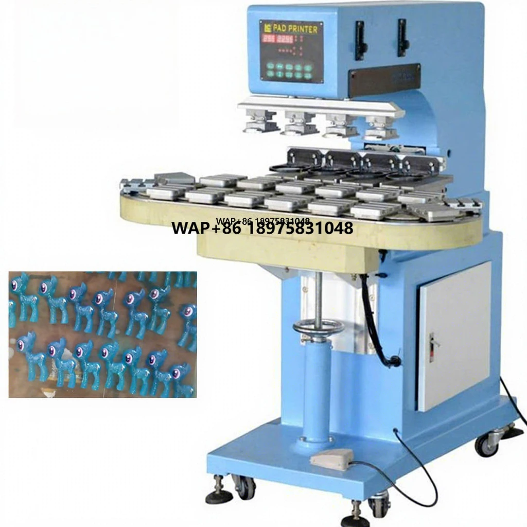 Professional 4-Color Pad Printing Equipment with Conveyor System, Adjustable Sealed Cups, LCD Display