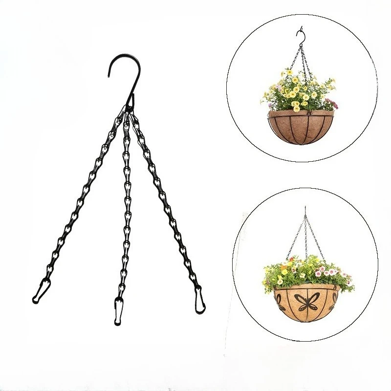 Rattan Hanging Basket Flower Pot Chain Hydroponic Plants Plant Grow Tools Garden Decorations with 3 Hooks
