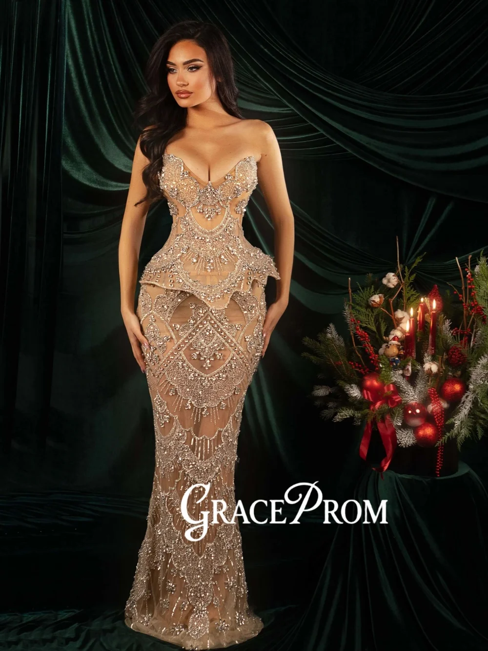 

New With Corset Exquisite Evening Dress Shinny Crystal Straight Long Wedding Party Gown Customized Stylish Red Carpet Gowns