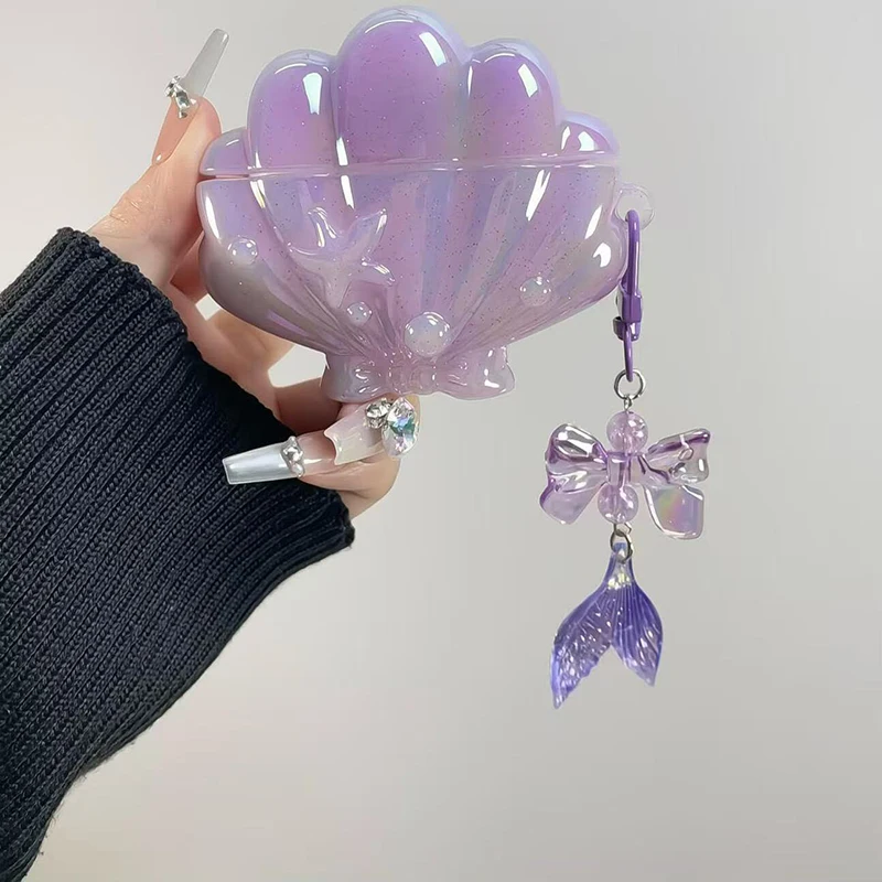 Чехол Seashell с подвеской в виде хвоста для HUAWEI FreeBuds 5i 6i 5 4, чехол для HUAWEI FreeClip Free Buds Pro3 Pro4 Pro 3 4 SE2 SE3 Clip