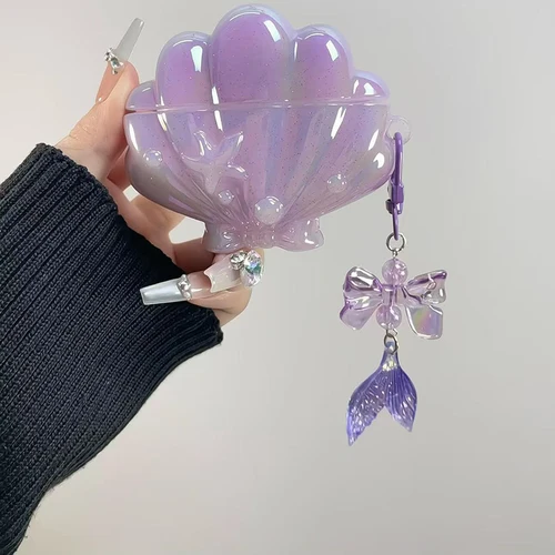 Concha con colgante de cola para HUAWEI FreeBuds 5i 6i 5 4, funda para HUAWEI FreeClip Free Buds Pro3 Pro4 Pro 3 4 SE2 SE3 Clip