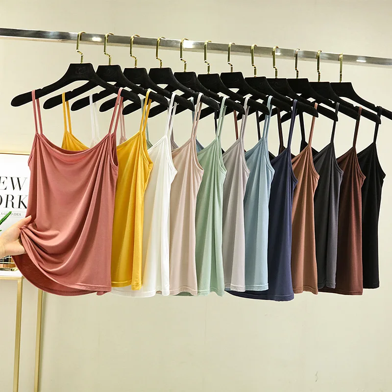 Modal Spaghetti Strap Tops Basic Camis Sleeveless Tank Top Solid color Women summer Camisole all match