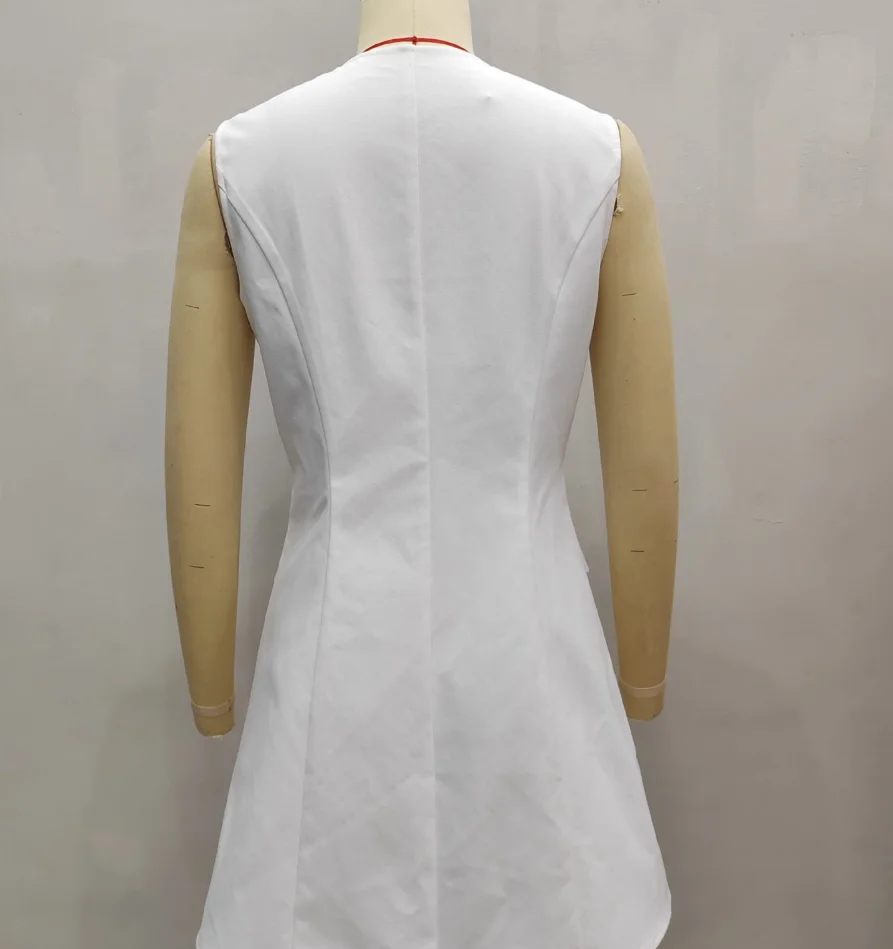 

Women's White Single Breasted Sleeveless Vest Dress New Style Temperament Socialite Waist Cinched Embroidered Dresses for Women