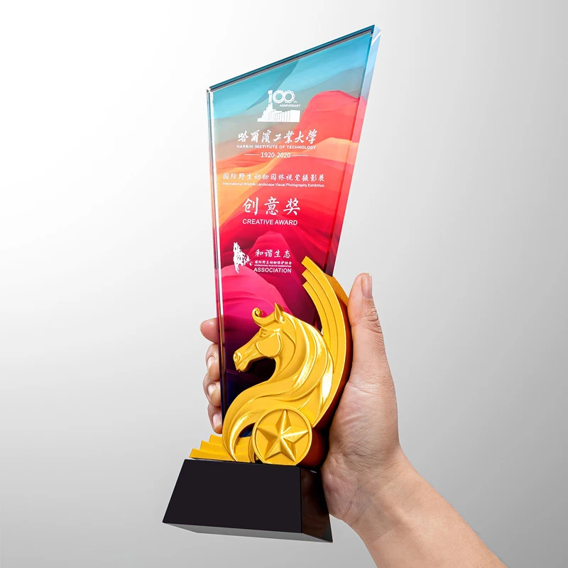 Trophée personnalisé en résine en forme de cheval, impression couleur, prix sportif, récompense pour employé exceptionnel, souvenir, décoration d'intérieur, 1 pièce