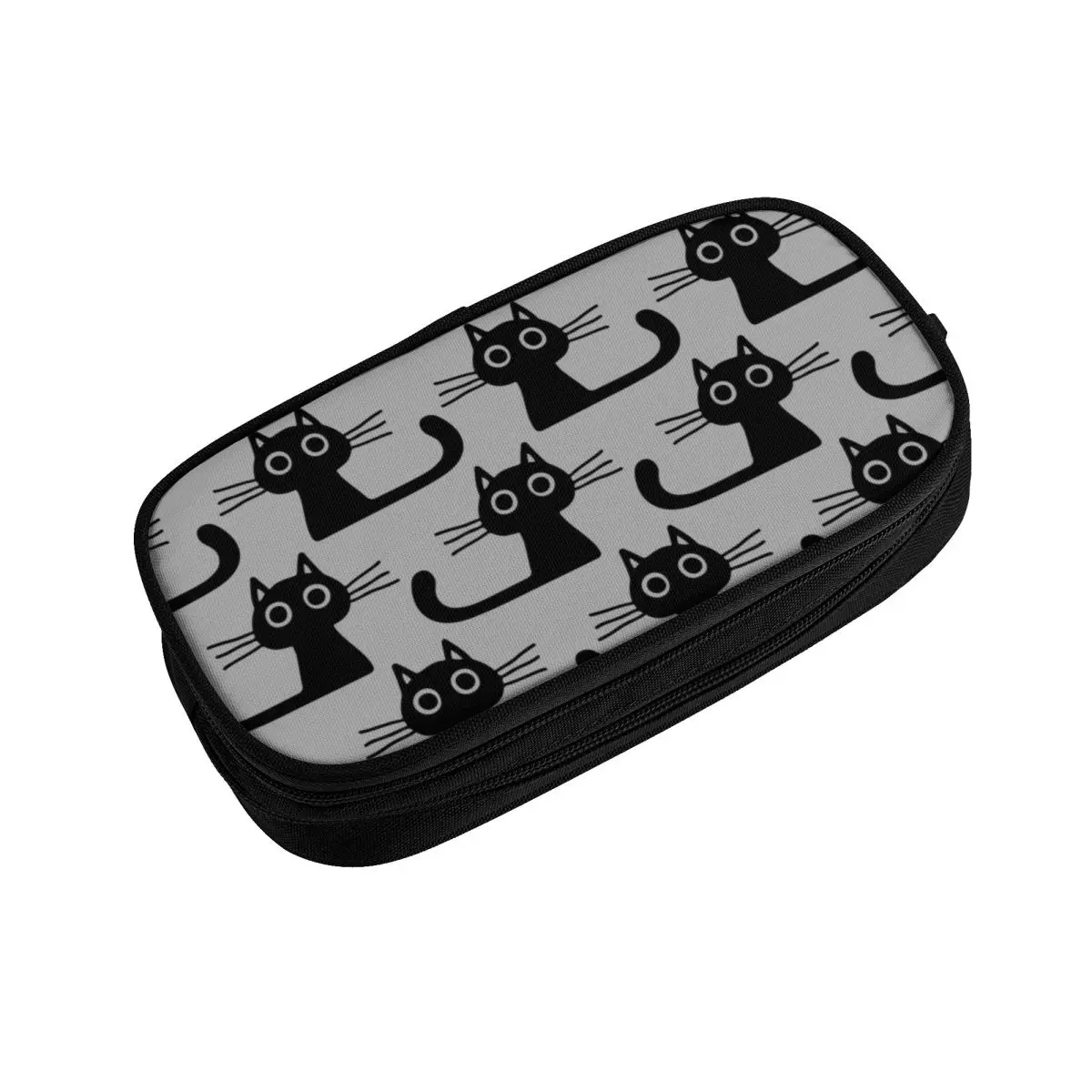 Estuches de lápices de ojos anchos de gato negro para niños y niñas, estuche de lápices de gatito de dibujos animados de gran almacenamiento personalizado, suministros escolares