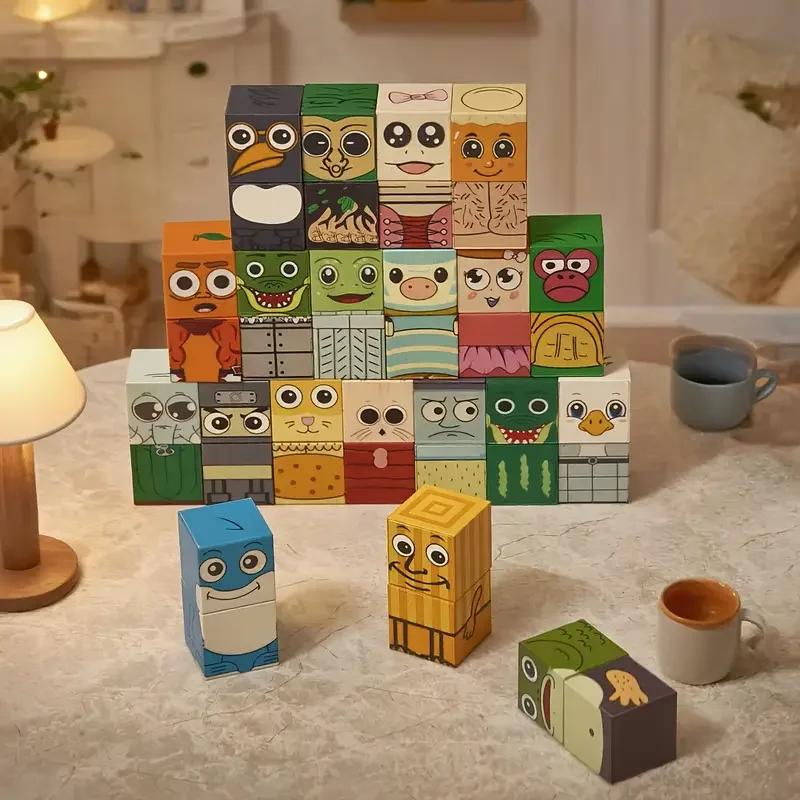 Magnetic building Toys Tung Tung Tung Sahur AI assembly Creative Stacking Cube Model Blocks Character toy Tabletop Game Gift image 3