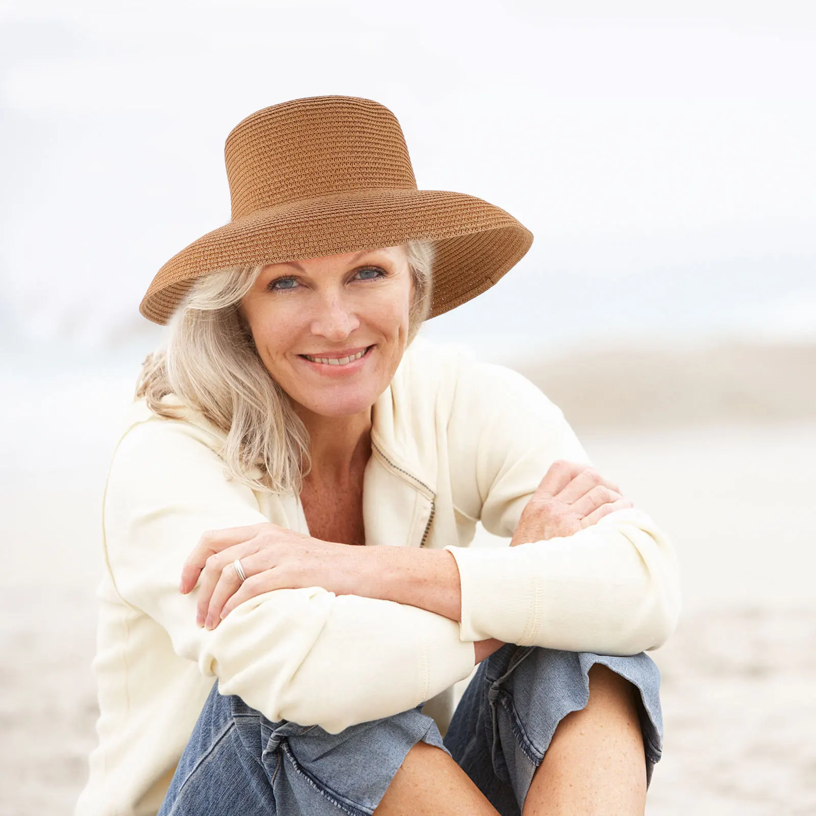 

1Pcs Sun Protection Straw Hat Large Brim Outdoor Breathable Uv Protection Beach Woven Summer Sunshade Hat Straw Cap