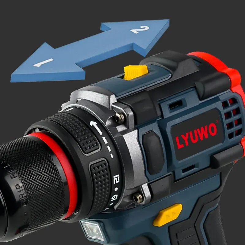 LYUWO 16V Brushless Cordless Drill 70N.m Self-locking Chuck Electric Screwdriver 20 1 Torque Settings 2-Speeds Power Tools