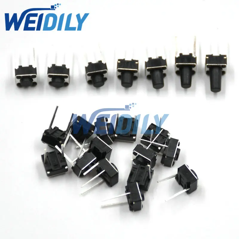 50PCS Middle 2pin 6x6x4.3/5/6/7/8/9/10mm Switch Tactile Push Button Switches 6*6*4.3 6*6*5 6*6*6 6*6*7 6*6*8 6*6*9 6*6*10