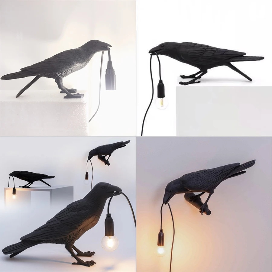 Bird Wall Lamp Modern Lucky Bedroom Bedside Living Room Table Lights Resin Animal Lively Home Decor Lighting Fixture Wall Lamp