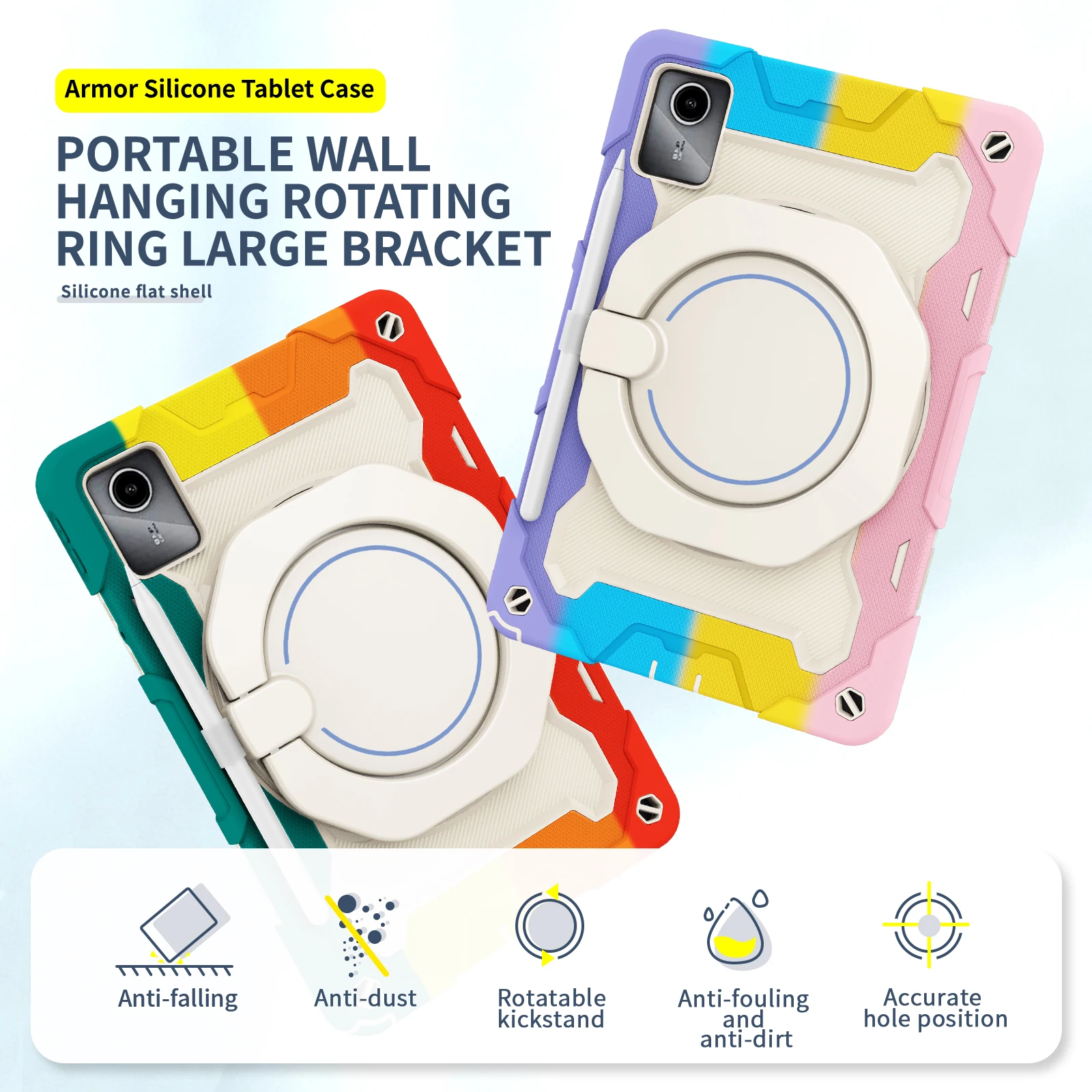 Armor Stand Case For Lenovo Xiaoxin Pad 2024 Tab M11 TB-330FU TB-331FC 360 Rotating  Cover With Handle Grip 3-Layers Protection