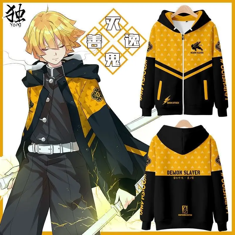 

Demon Slayer, новинка 2025 года, пуловер, куртка, аниме, периферийные устройства Nezuko Zenitsu, толстовка с капюшоном, повседневный впечатляющий свитер, подарок на Хэллоуин с длинным рукавом