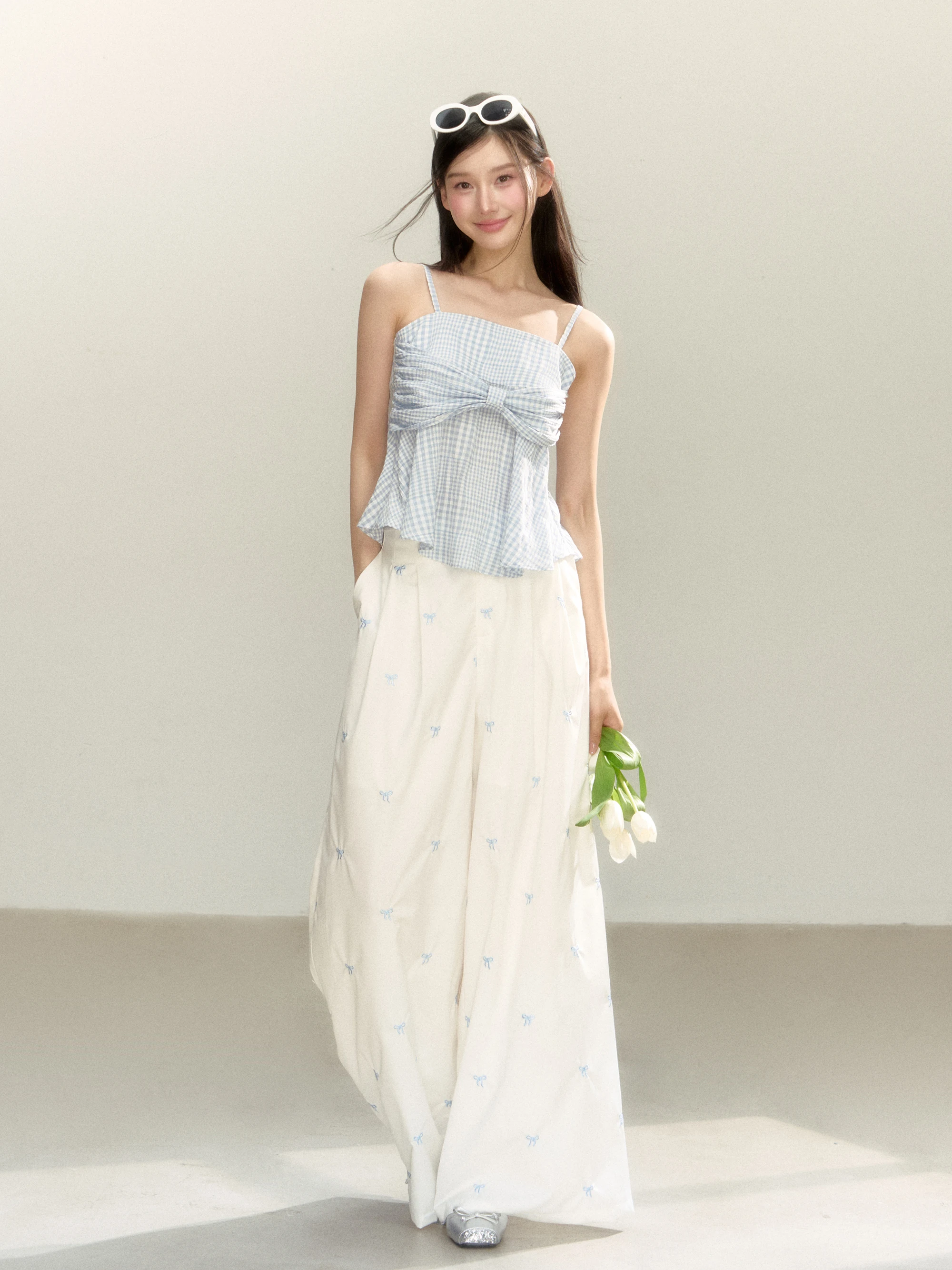 

Корейский комплект OBGD: повседневные брюки с завязками и топ, модный студенческий костюм для женщин