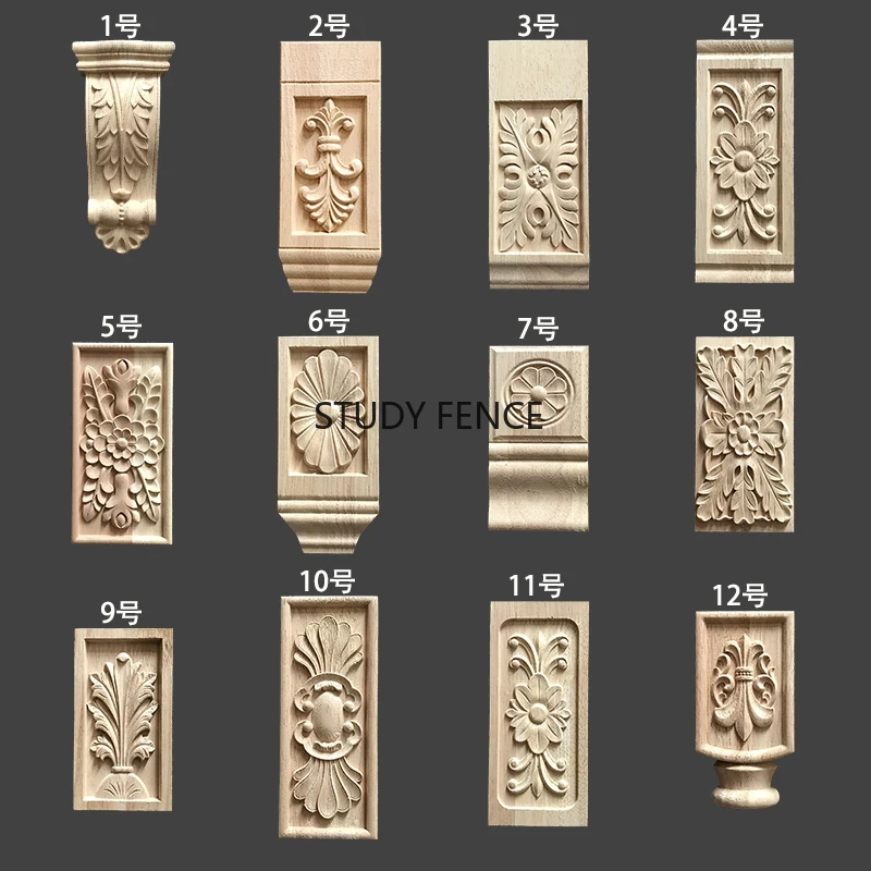 1pc Solid Wood Carving Decal Chinese Style Column Head  Furniture Fireplace Decals Dongyang Woodcarving Decor Home Decoration