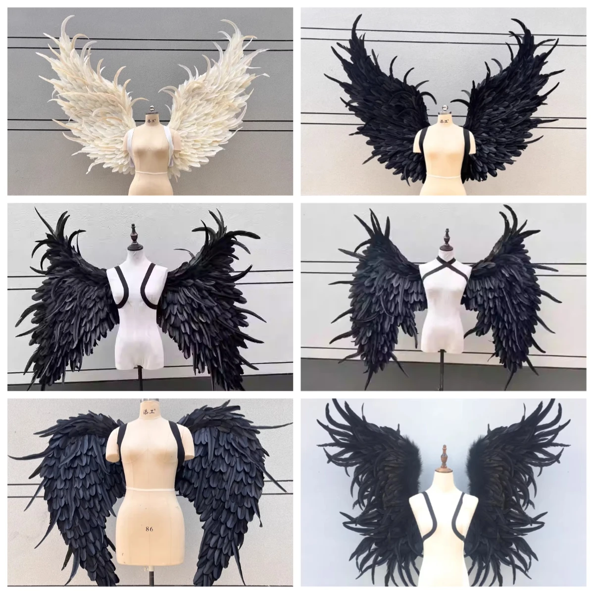 Black Large Wing Angel Wings Cosplay for Adults Feathered Wings Halloween Costumes Role Play Party Purim Carnival