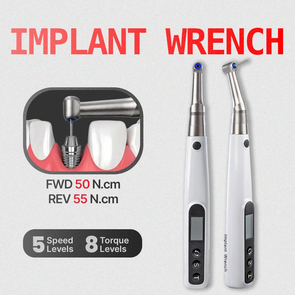 Dental Implant Motor Electric Wireless Torque Driver Implant Torque Wrench with 16pcs Screwdrivers Contra Angle Motor