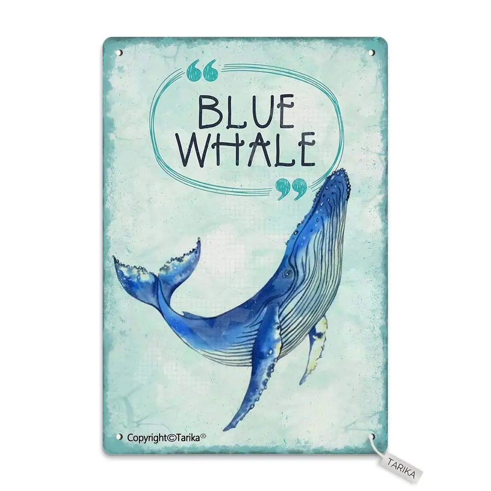 

Blue Whale 20X30 cm Tin Vintage Look Decoration Plaque Sign for Home Kitchen Bathroom Farm Garden Garage Inspirational Quotes Wa