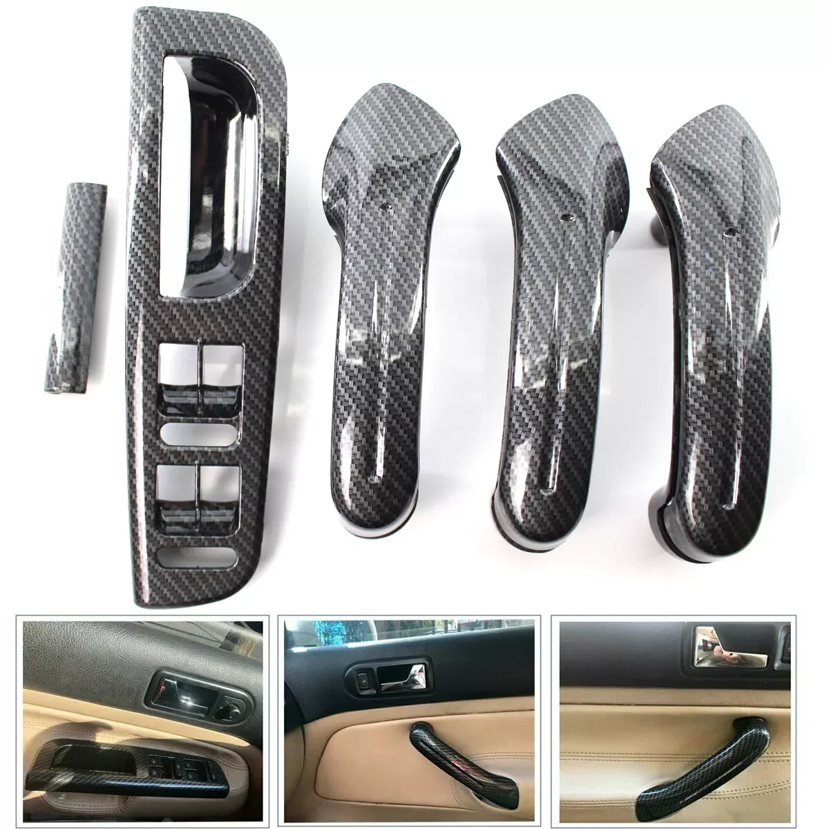 Carbon Fiber LHD Car Front Rear Left Right Door Pull Grab Handle For VW Bora Golf 4 MK4 Jetta 1999 2000 2001 2002 2003 2004