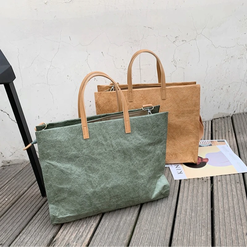 

TRSYPHXM new Fashion Women's Bag 2025 New Leather Paper Bag Handheld Commuter Bag Waterproof Single Shoulder Tote Large Bag