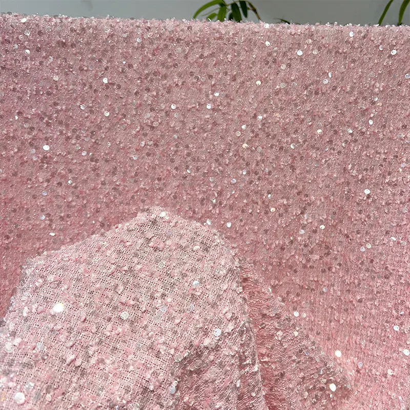 Tela bordada con lentejuelas de malla de 1/3/5 yardas, tela de lentejuelas verticales de malla elástica para coser vestidos de fiesta, ropa de escenario de boda