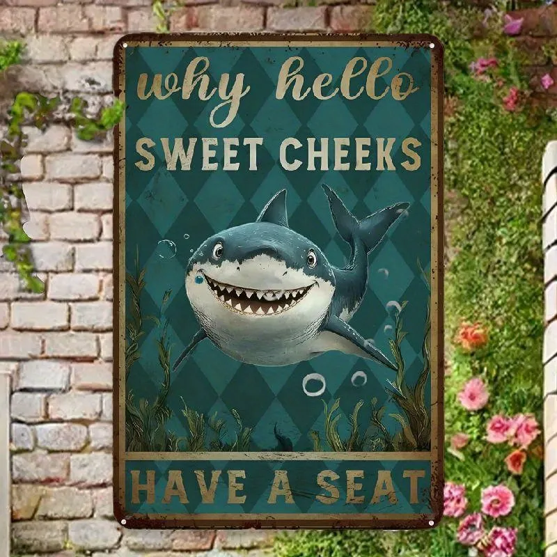 Funny Shark Tin Metal Signs Home Décor Wall 