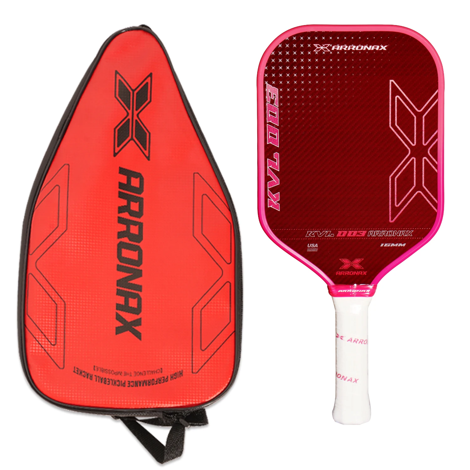 

16MM Pickleball Paddle Red Aramid Fiber Surface PP Gen 3 Core USAPA Compliant Enhanced Power Sweet Spot Anti-slip Hand Grip