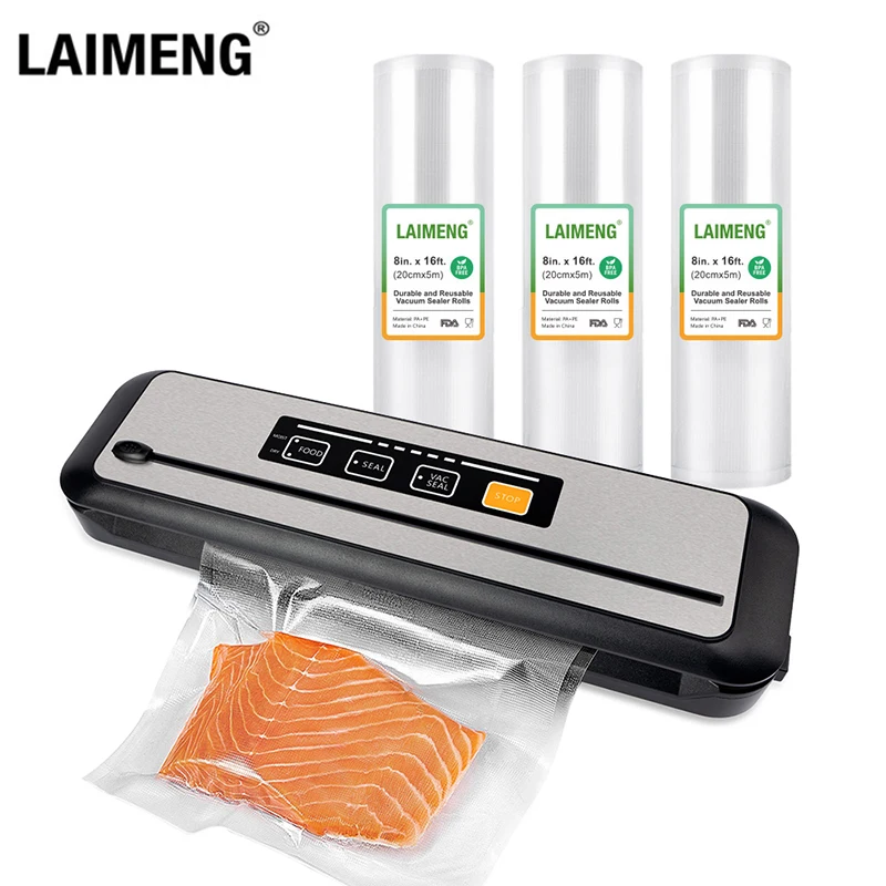 LAIMENG Vacuum Food Sealer sous vide Packaging Machine For Kitchen Storage Vacuum sealed foil Food Packer Vacuum Bags S279
