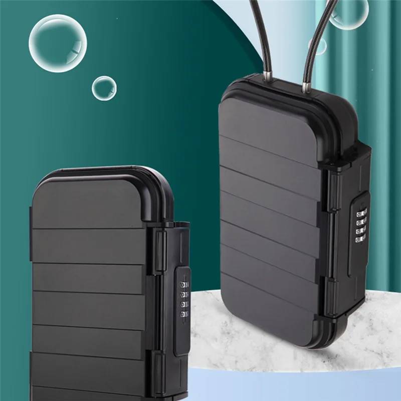 Schließfach, Telefon-Schließfach, Sicherheitsschließfach, transparenter wasserdichter Reisebehälter für den Außenbereich, langlebiger Passwort-Strandkasten, Schwarz