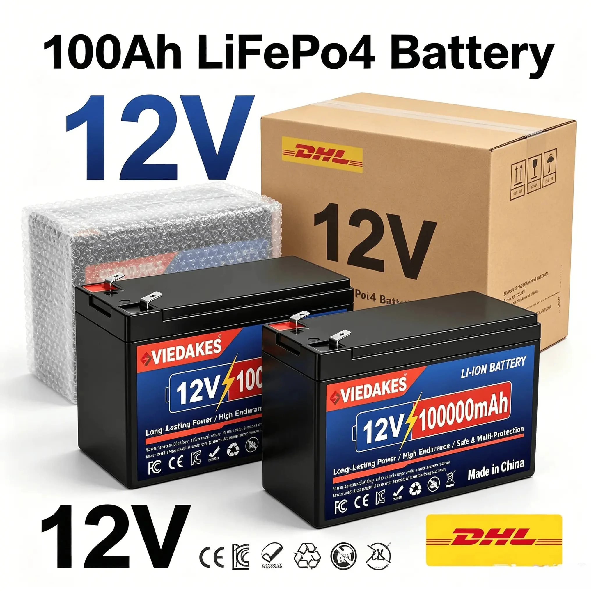 

LiFePO4 12V 150Ah Rechargeable Lithium Battery,Built-in BMS,Perfect for Ride on Toys,solar panels,Fish Finders,Power Wheels