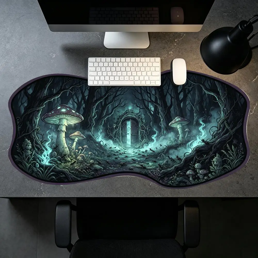 Creative Glowing Mushroom Cave Special Shaped Gaming Mouse Pad Thick Rubber For Fantasy Gaming