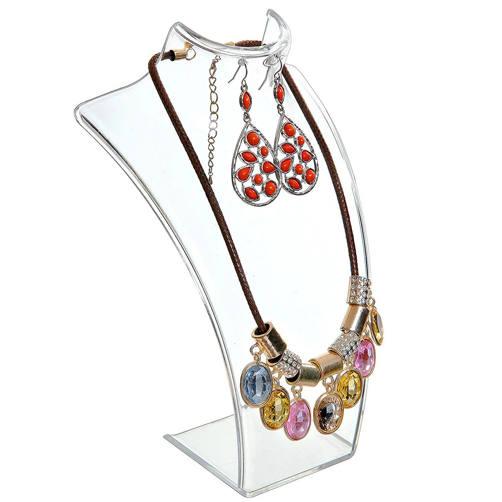 Image 5: Mini présentoir de collier en acrylique, mannequin, modèle de pendentif, porte-bijoux, support de présentation de collier, vitrine de boucle d'oreille T1