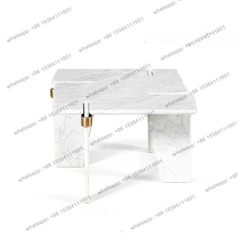 NEW Nordic creative minimalist designer marble coffee table hotel living room metal edge table combination