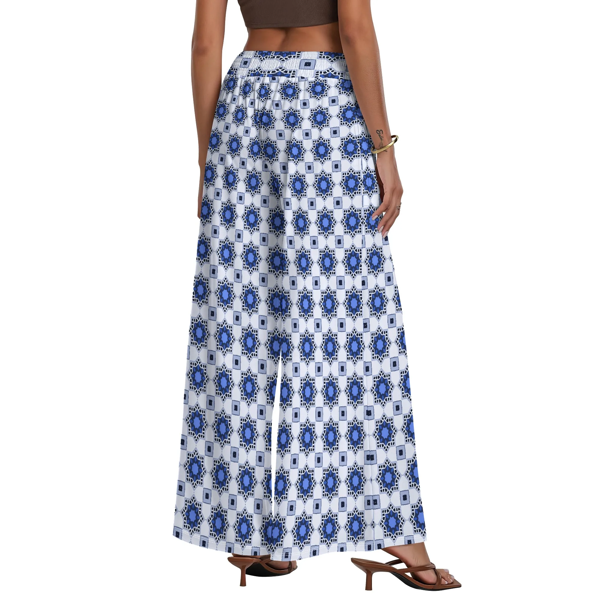 Women's Wide Leg Pants with Pockets All Seasons Casual ComfortGeometric Pattern for Street Festival Urban Party