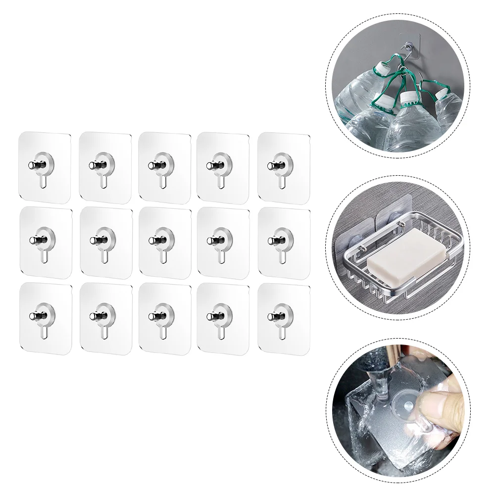 20 Pcs No Trace Screw Sticker Adhesive Hooks with Rod Seamless Hangers Self-adhesive Photo Frame Sucker Kitchen Nail