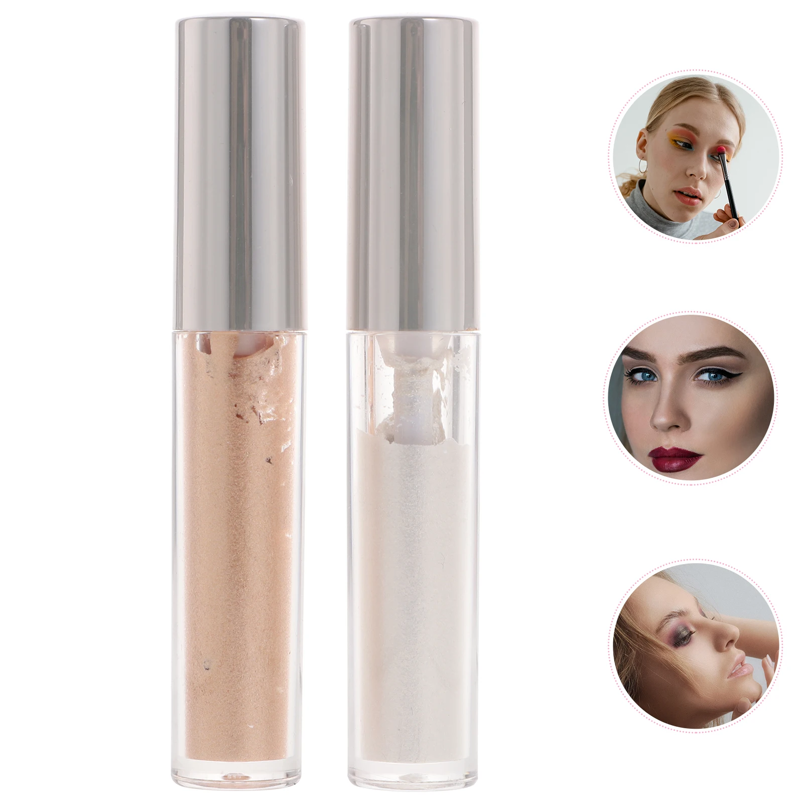 2 個の液体アイシャドウハイライターシマーグリッター長期的なメイク用品結婚式誕生日プロムナイトハイライター液体