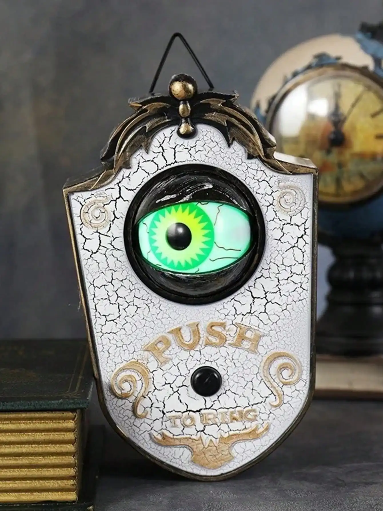 Hanging Doorbell Haunted Decorations Halloween One-eyed Glowing Horror Props Creepy Bell with Sound Lights Eyeball Ghost\'s Day