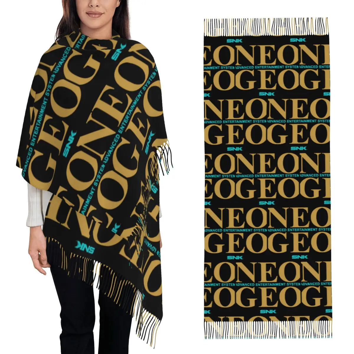 2025 Neo Geo Pro Gear Spec Logo Scarf Tassel Scarves Women Soft Warm Shawls and Wraps Large Fall Winter Shawl Wrap