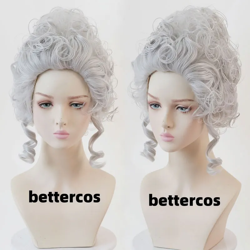 Marie Antoinette Cosplay Wigs Costume Accessory Princess Medium Curly Heat Resistant Synthetic Hair Wig + Wig Cap