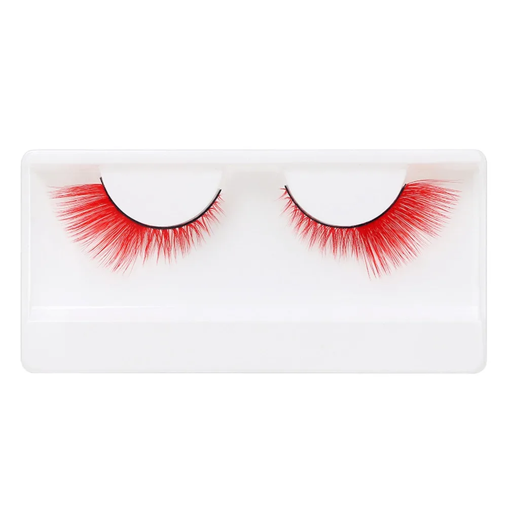 1 Pairs Dramatic Look Colorful False Eyelashes Masquerade Cosplay Party Colored Lashes Soft Fluffy Eyelash Extension