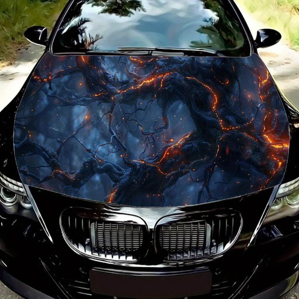 

Glowing Lava Vines Print Car Hood Decal Sticker, Durable Car Vinyl Wraps for Most Vehicles, Auto Engine Hood Protective Film