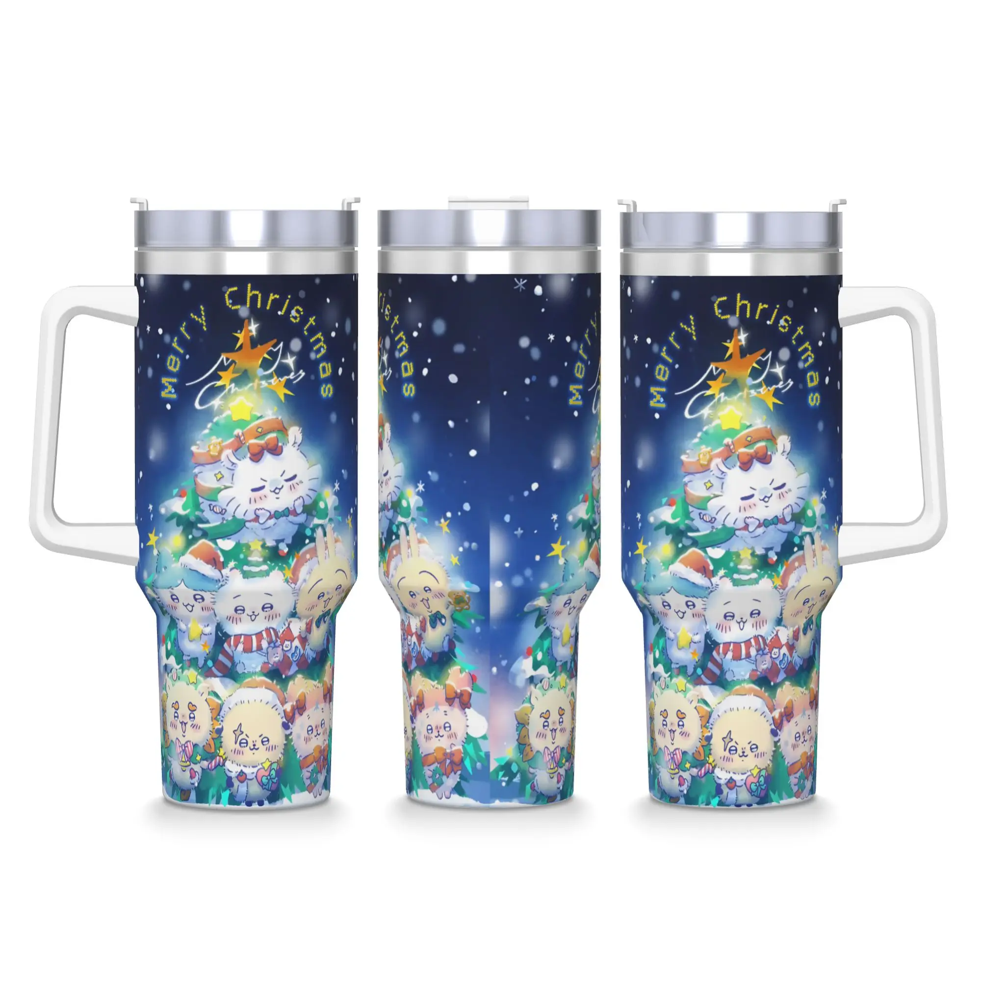 

Рождественский стакан Chiikawa Usagi, бутылка для холодной и горячей воды, изолированные термочашки из нержавеющей стали, пляжные кружки с принтом, чашка