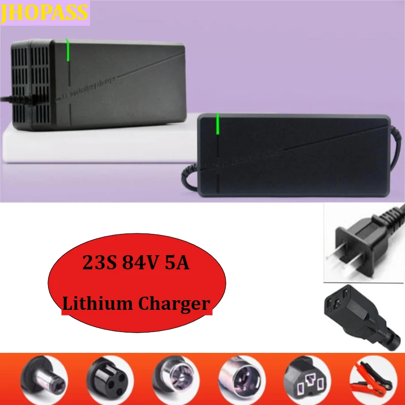 

Зарядное устройство 23S LED 84V 5A для литий-ионных аккумуляторов LiFePo4 84V 83.95V 73.6V, AC110-220V, для мотоциклов и электровелосипедов, с вилками AU EU UK US