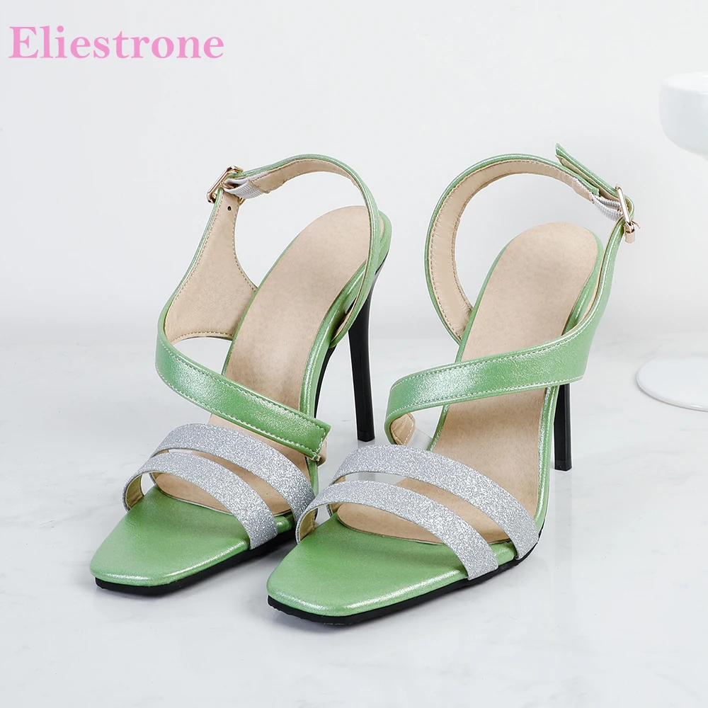 Summer New Rome Green Pink Women Sandals Sexy High Thin Heels Office Lady Party Shoes Big Small Size 10 32 43 46 48